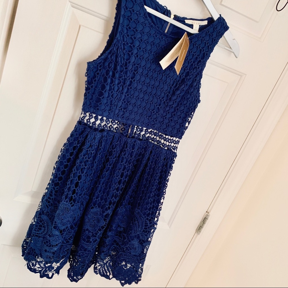 Francescas Navy Blue Lace Curout Dress Semi Formal